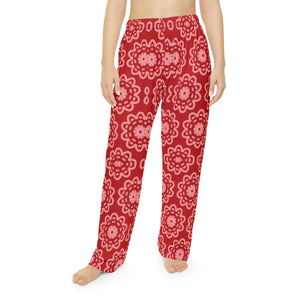 Floral Pattern on Red Women’s Pajama Pants (aop) - Pajamas