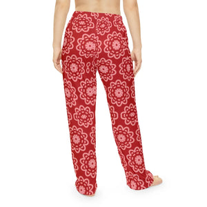 Floral Pattern on Red Women’s Pajama Pants (aop) - Pajamas
