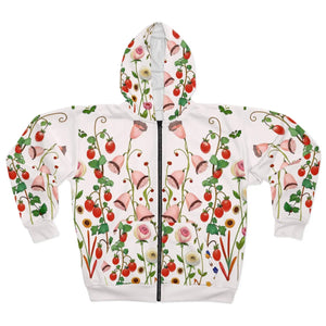 Women’s Floral Botanical Garden Zip-up Hoodie | Cherry Tomato Rose Print Sweatshirt Unisex Zip (aop) - Hoodies
