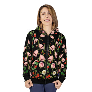 Floral Pattern Unisex Zip Hoodie (aop) - Hoodies