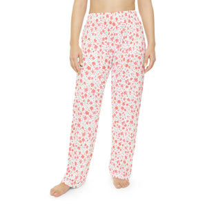 Pink Floral Pattern Women’s Pajama Pants (aop) - Pajamas