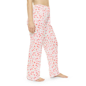 Pink Floral Pattern Women’s Pajama Pants (aop) - Pajamas