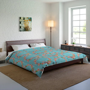 Floral Teal Comforter – Soft Polyester Bedding - Dipaliz - Quilts & Comforters