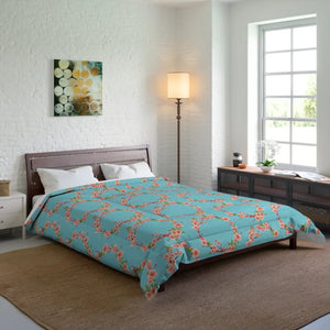 Floral Teal Comforter – Soft Polyester Bedding - Dipaliz - Quilts & Comforters
