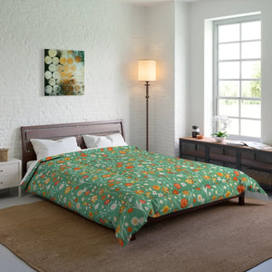 Floral Print Green Comforter – Polyester Fabric - Dipaliz - Quilts & Comforters