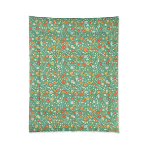 Floral Print Green Comforter – Polyester Fabric - Dipaliz - Quilts & Comforters