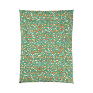 Floral Print Green Comforter – Polyester Fabric - Dipaliz - Quilts & Comforters