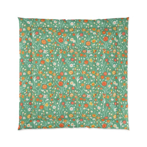 Floral Print Green Comforter – Polyester Fabric - Dipaliz - Quilts & Comforters