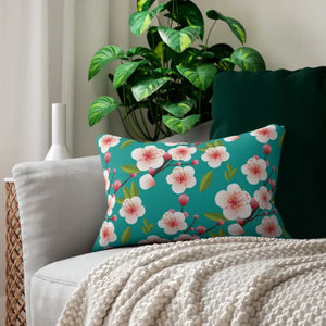 Spun Polyester Lumbar Pillow - Cherry Blossom Green - Dipaliz - 20’’ × 14’’ - Pillows