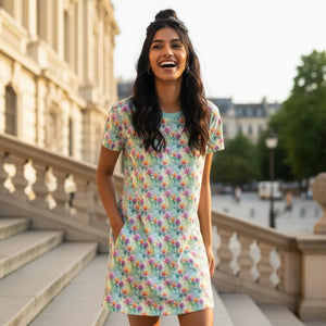 Floral Print Shirt Dress – Casual Polyester - Dipaliz - Dresses - Xs