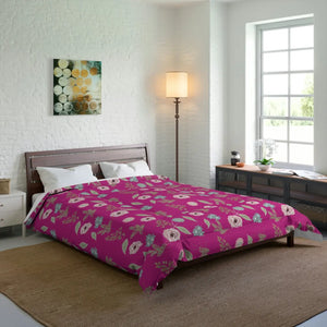 Pink Comforter – Floral Print Soft Microfiber - Dipaliz - Quilts & Comforters