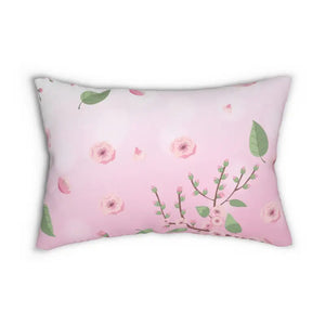 Pink Cherry Blossoms Spun Polyester Lumbar Pillow - Dipaliz - 20’’ × 14’’ - Pillows