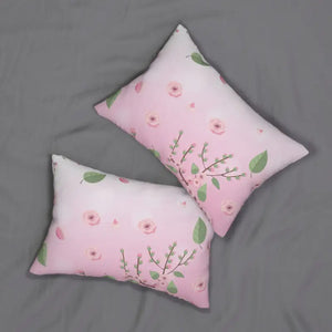 Pink Cherry Blossoms Spun Polyester Lumbar Pillow - Dipaliz - 20’’ × 14’’ - Pillows