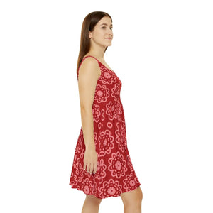 Red Floral Women’s Skater Dress – Party Wear - Dipaliz - Dresses - s