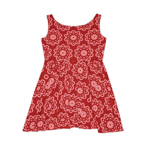 Red Floral Women’s Skater Dress – Party Wear - Dipaliz - Dresses - s
