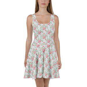 Floral Skater Dress – Pastel Flowers Spring - Dipaliz - Dresses - Xs