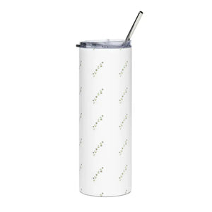 Flower Branch Skinny Tumbler 20oz with Color Matching Straw - Dipaliz - White / Mugs