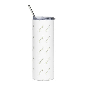 Flower Branch Skinny Tumbler 20oz with Color Matching Straw - Dipaliz - White / Mugs
