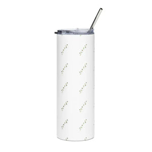 Flower Branch Skinny Tumbler 20oz with Color Matching Straw - Dipaliz - White / Mugs