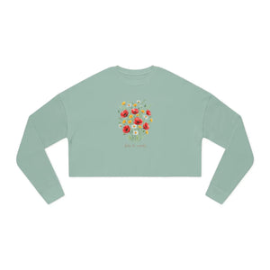 Dipaliz Floral Skull Cropped Sweatshirt Cotton - Sweatshirts - m
