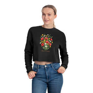 Dipaliz Floral Skull Cropped Sweatshirt Cotton - Sweatshirts - m