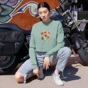 Dipaliz Floral Skull Cropped Sweatshirt Cotton - Sweatshirts - m