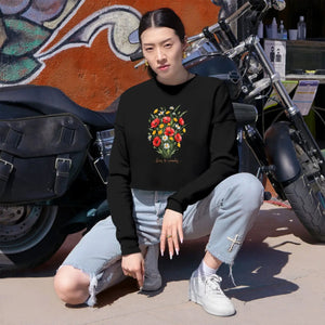 Dipaliz Floral Skull Cropped Sweatshirt Cotton - Sweatshirts - m