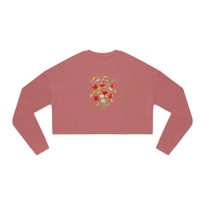 Dipaliz Floral Skull Cropped Sweatshirt Cotton - Sweatshirts - m
