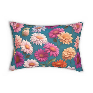 Spun Polyester Lumbar Pillow - Floral Stuffed Design - Dipaliz - 20’’ × 14’’ - Pillows