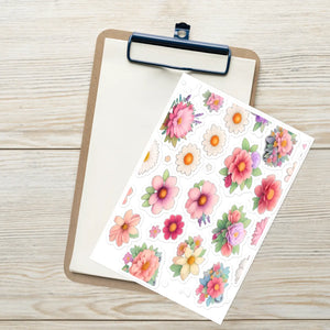 Vibrant Japanese Floral Sticker Sheet - Eco-friendly Gifts - Dipaliz - Decorative Stickers