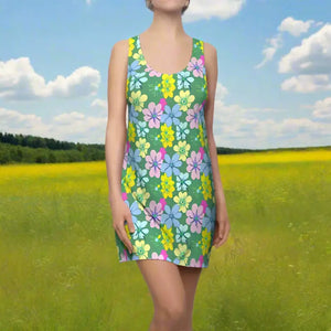 Racerback Dress - Floral Comfort Style - Dipaliz - Dresses