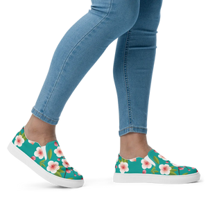 Floral Women’s Slip on Canvas Shoes - Flowers Blue - Dipaliz - Sneakers
