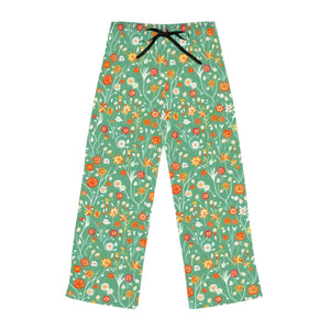 Flower Pattern on Green Women’s Pajama Pants (aop) - Pajamas