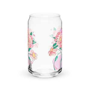 Can Shaped Glass Floral Tumbler - 16 Oz Clear Vase - Dipaliz - Tumblers