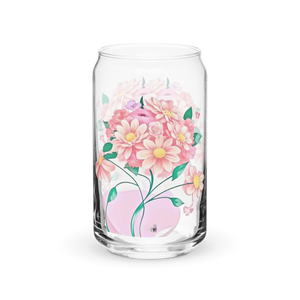 Can Shaped Glass Floral Tumbler - 16 Oz Clear Vase - Dipaliz - Tumblers