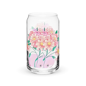 Can Shaped Glass Floral Tumbler - 16 Oz Clear Vase - Dipaliz - Tumblers