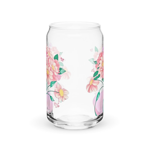 Can Shaped Glass Floral Tumbler - 16 Oz Clear Vase - Dipaliz - Tumblers