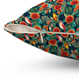 Bird Floral Spun Polyester Square Pillow - Dipaliz - Pillows