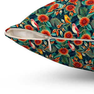 Bird Floral Spun Polyester Square Pillow - Dipaliz - Pillows