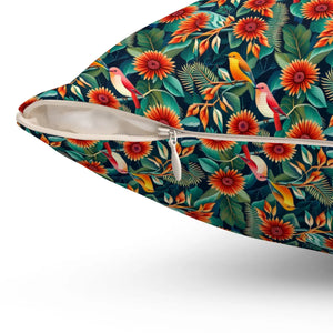 Bird Floral Spun Polyester Square Pillow - Dipaliz - Pillows
