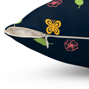 Navy Blue Polyester Square Pillow - Spun Comfort - Dipaliz - Throw Pillows