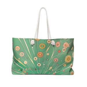 Floral Weekender Bag - Emerald Green Polyester Travel Tote - Dipaliz - 24’’ × 13’’ - Bags