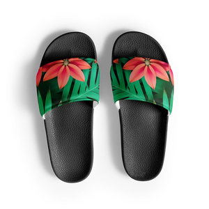 Red Floral Sandal Women’s Slides - Flowers and Leaves - Dipaliz - Sandals