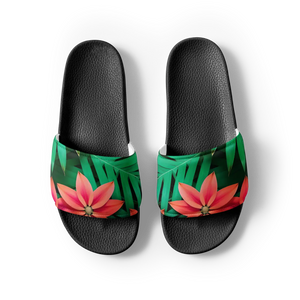 Red Floral Sandal Women’s Slides - Flowers and Leaves - Dipaliz - Sandals