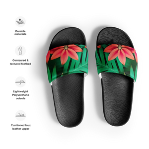 Red Floral Sandal Women’s Slides - Flowers and Leaves - Dipaliz - Sandals