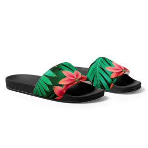 Red Floral Sandal Women’s Slides - Flowers and Leaves - Dipaliz - Sandals