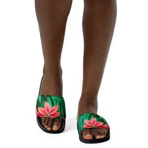 Red Floral Sandal Women’s Slides - Flowers and Leaves - Dipaliz - Sandals