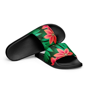 Red Floral Sandal Women’s Slides - Flowers and Leaves - Dipaliz - Sandals