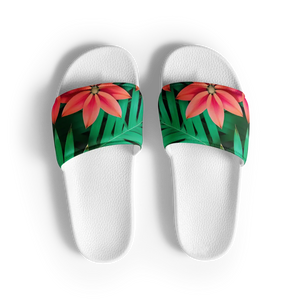 Red Floral Sandal Women’s Slides - Flowers and Leaves - Dipaliz - Sandals