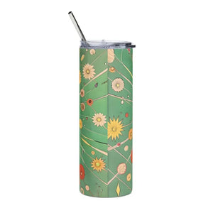 Skinny Steel Tumbler 20oz Floral Green Design - Dipaliz - White / Tumblers